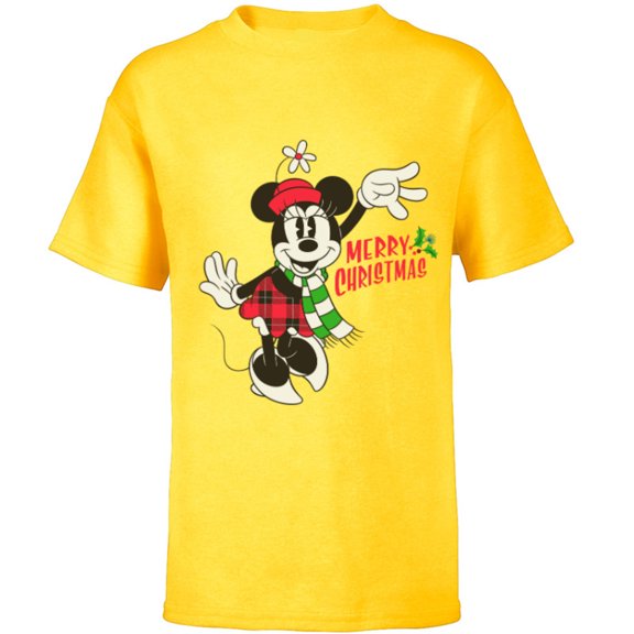 Disney Vintage Minnie Mouse Christmas - Short Sleeve T-Shirt for Kids -Customized-Yellow