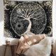 thumbnail image 2 of Tapiz de árbol de la vida con luz de luna, tapiz negro, tapiz psicodélico, tapiz de estrellas, tapiz de mandala, tapiz hippie, decoración de pared para dormitorio y fiesta (230 x 180 cm), 2 of 5