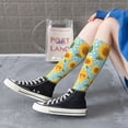 thumbnail image 5 of Daiia Sports Socks White Polka Dot Sunflower Printed Novelty Crew Socks for Men Women Knee High Socks Cotton Socks Soft & Breathable Support Unisex Socks, 5 of 9