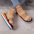 thumbnail image 4 of oqasdz Women's Sandals Ladies Fashion Solid Color Beach Shoes Nesh Elastic Band Wedge Sandals Trendy Versatile Casual Outdoor, 4 of 7
