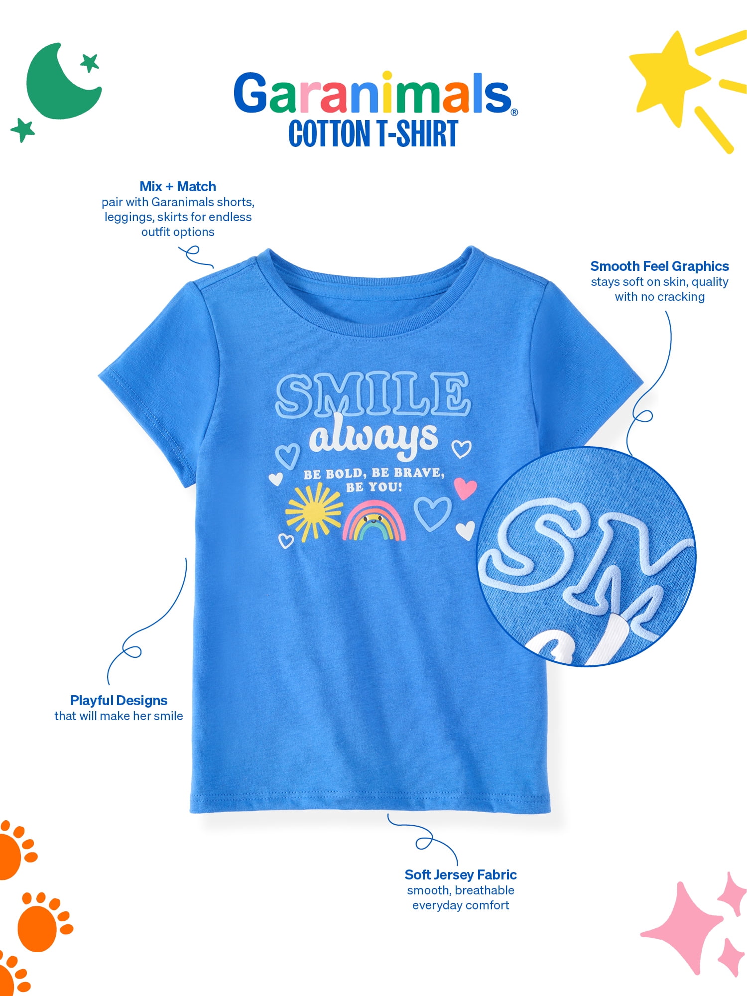 Garanimals Newborn, Baby & Toddler Girl Cotton Short-Sleeve Graphic T-Shirt, Sizes 0-6T