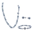 thumbnail image 2 of Set 3 Piezas Collar, Pulsera y Aretes Perla de Mallorca 8mm 45cm | Gris / Azul, 2 of 4