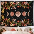 thumbnail image 2 of Bailu Moonlit Garden Tapestry, Moon Phase Surrounded by Vines and Flowers Black Wall Decor Tapestry 60×80 inches, 2 of 7