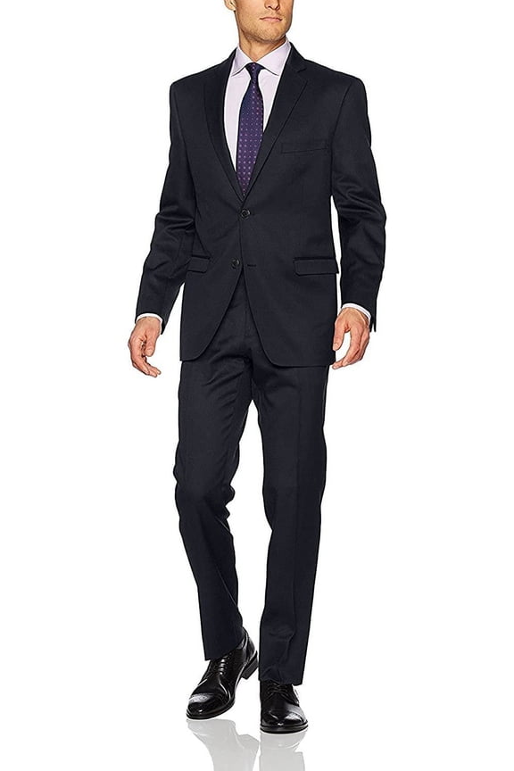 Montefino Men's S403912H-403997 Slim Fit 100% Merino Wool Suit - Navy - 46L