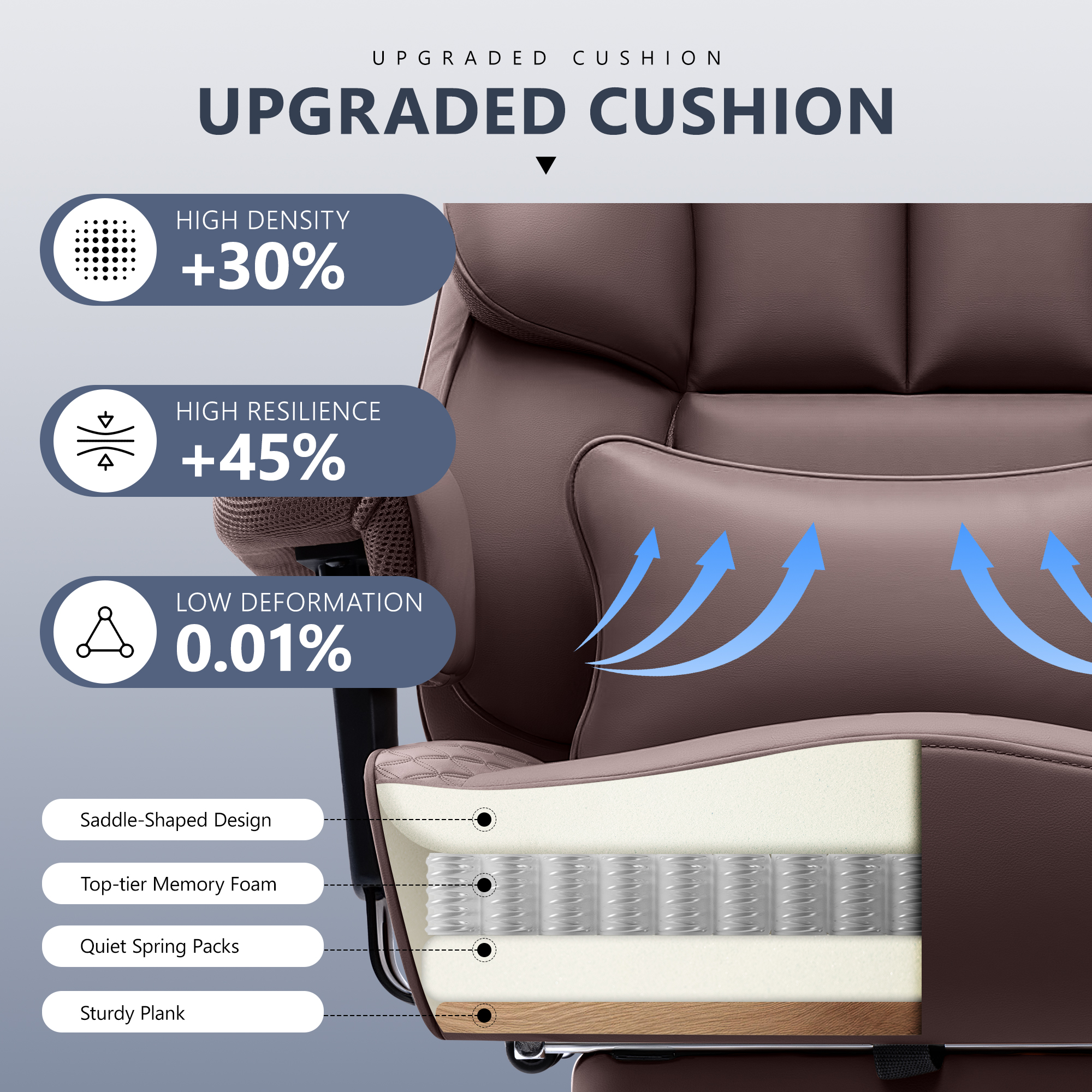 FASTES Office Chair, Big and Tall Desk Chairs 400lbs Gaming Chair with Footrest, Ergonomic Executive High-Back Reclining Computer Chairs, Swivel Rolling Wheels and Lumbar Support, Coffee