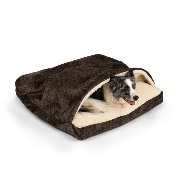 Snoozer Cozy Cave Square Pet Bed, Medium, Laurel Mocha, Hooded Nesting
