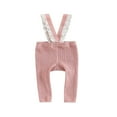 thumbnail image 1 of EIMELI Baby Suspender Pants Sleeveless Lace Trim Ribbed Knit Overalls Leggings, 1 of 6