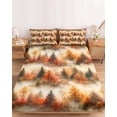 thumbnail image 2 of Twin Sze Fitted Sheet Set - Fall 2 Piece Bedding Sets 16" Deep Pocket Fitted Sheet with 1 Pillowcase, Farmhouse Country Orange Green Pine Trees Brushed Microfiber Hotel Luxury Bed Sheets, 2 of 9