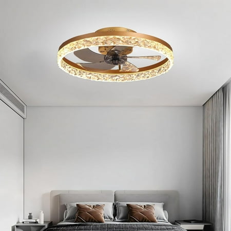 

WSYW 20 Modern Ceiling Fans with Lights and Remote Flush Mount Ceiling Fan Low Profile Ceiling Fan 3 Light Color Change and 6 Speeds for Bedroom Living Room Kitchen Gold