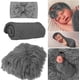 thumbnail image 1 of Accesorios de fotografía recién nacido gris, manta envolvente multiusos, tapete para fotografía y diadema, 3 uds., 1 of 5