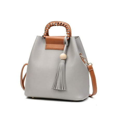 Italian Design Bucket Handbag Hot Fashion Women Purses and Handbags PU Leather Large Bucket Bag Shoulder Messenger Bag ()