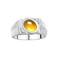 thumbnail image 1 of RYLOS Men's Rings Sterling Silver Cabochone Gemstone & Diamond Designer Citrine Rings For Men Size 9, 1 of 7