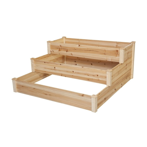 Panacea Cedar Three-Tiered Stair Step Garden Bed, 4'L x 4'W