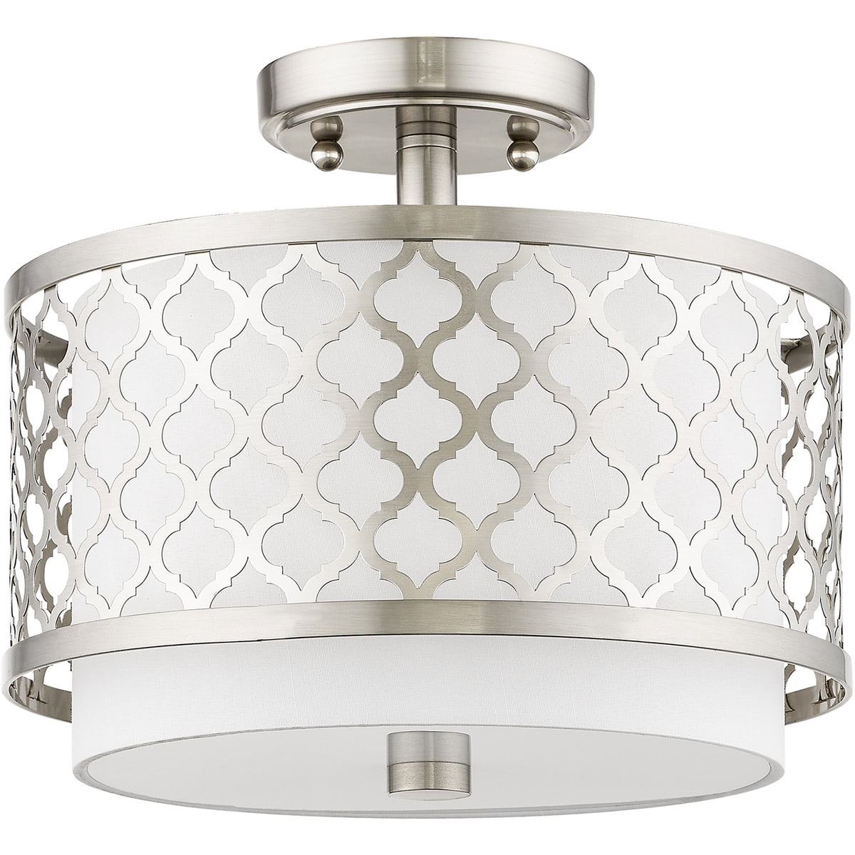 2 Light Brushed Nickel Ceiling Light fixture with Steel base material