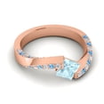 thumbnail image 3 of 1.25 Carat Princess Cut Aquamarine & Blue Topaz Gemstone Wonderful Engagement Ring for Women Solid 18K Rose Gold Size 5 by Diamond-Capitals, 3 of 8