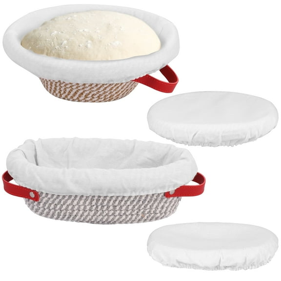 Cotton Rope Proofing Basket for Bread Baking Oval And Round Banneton Bread Basket with Liner And Cover for Homemade Sourdough Baking