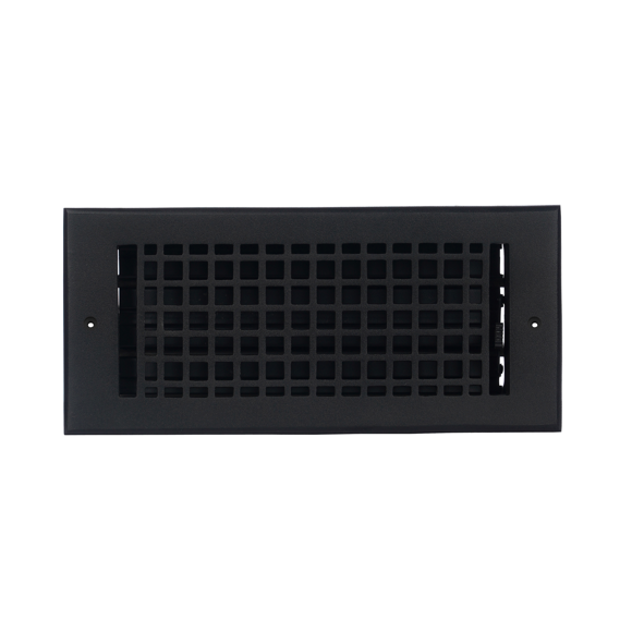 Mosaic Series Air Supply Vent 4"x10" Duct Opening (Overall 5-1/2"x 11-3/4") Solid Cast Aluminum Register Cover | Powder Coated Black with holes