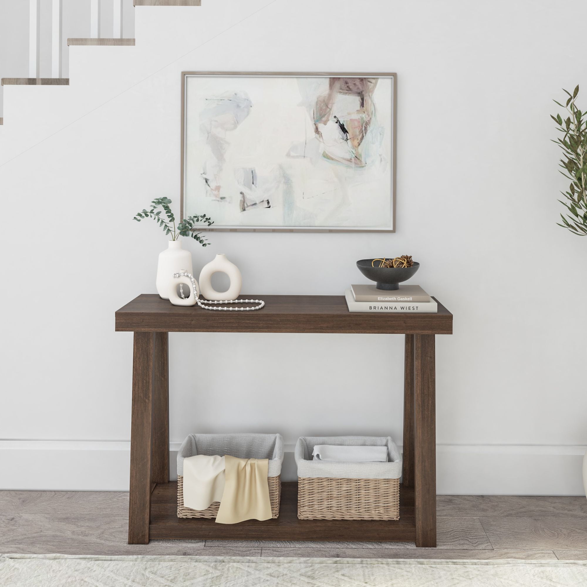 Plank+Beam Solid Wood 46 " Console Table with Storage, Narrow Entryway Table, Living Room