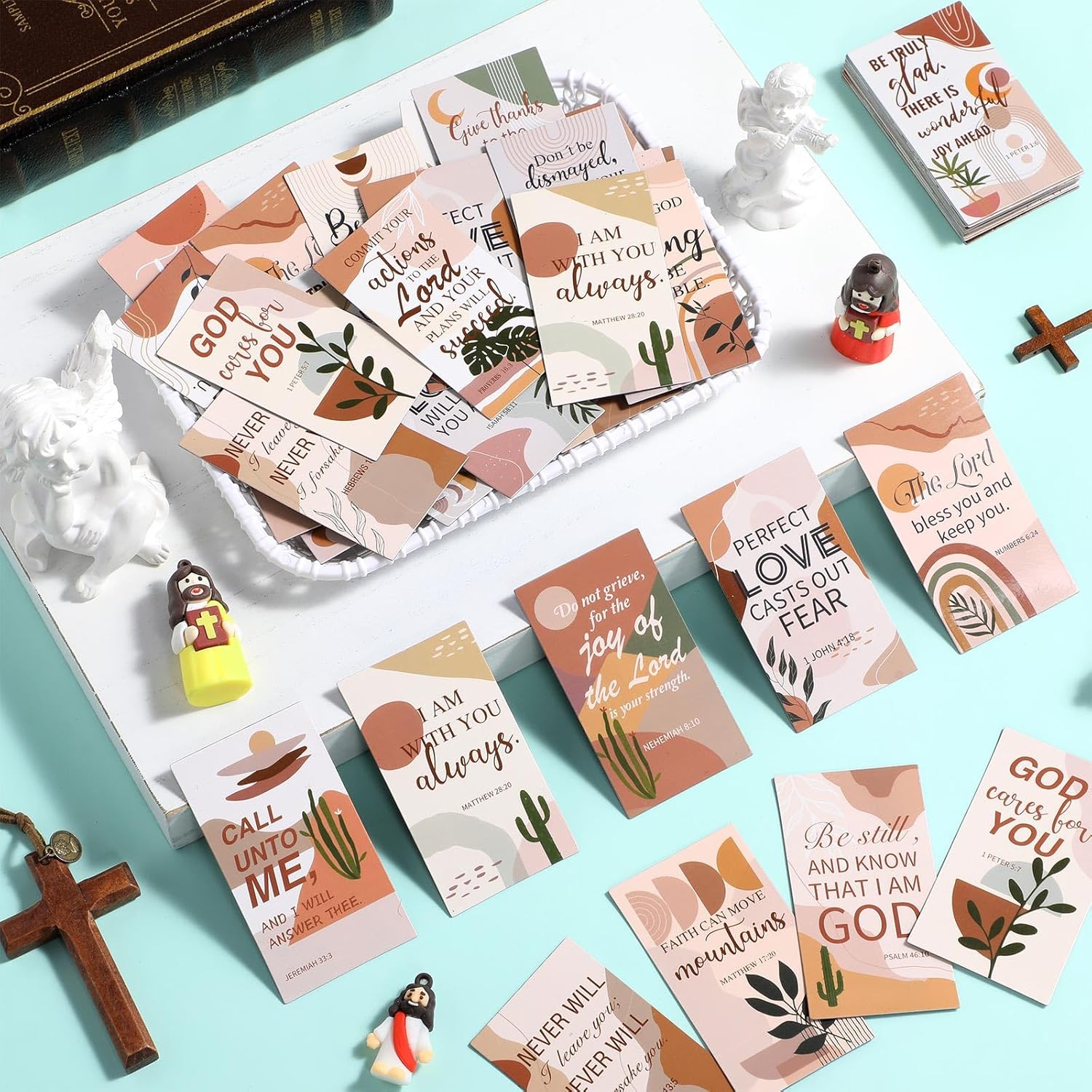 60 Pcs Inspirational Christian Magnets Bulk with Bible Verses Religious Refrigerator Magnet Motivational Quotes Fridge Scripture VBS Gifts for Back to School Locker Decor (Boho Style)