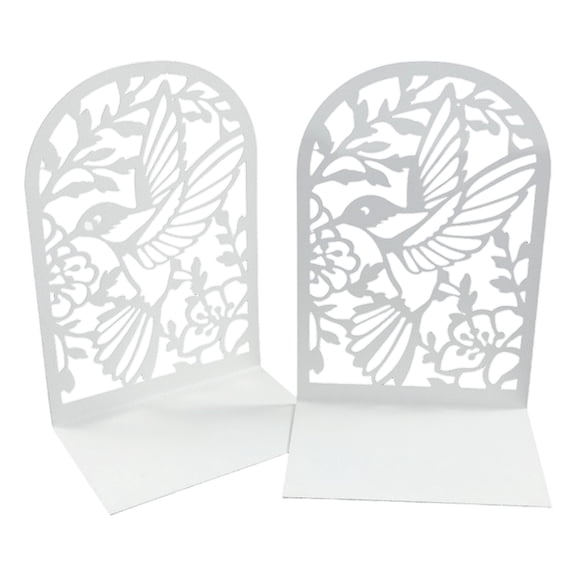Pack of 2 Heavy Duty Metal Bookends for Shelves Hollowed Bird Flower Bookends Metal Book Stopper for Home Library