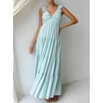 thumbnail image 2 of Women'S Summer Flowy Maxi Dress Casual Sleeveless V Neck Smocked Beach Sundress Light Blue XL, 2 of 8