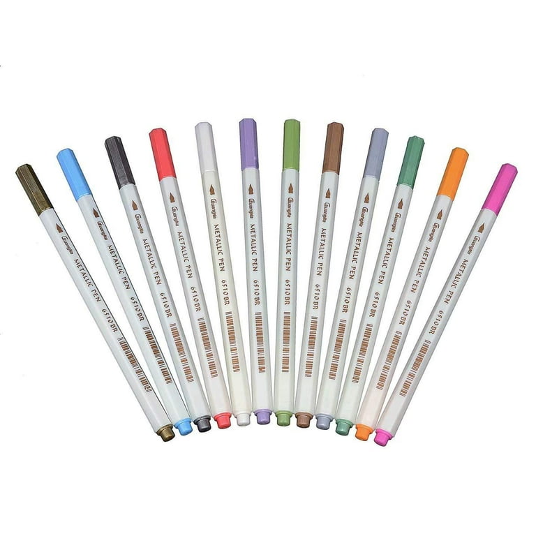 SAKEYR Metallic Marker Pens, 12 Colors Dual Tip Metallic Pens for