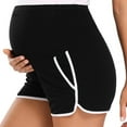 thumbnail image 3 of Ecavus Maternity Shorts Casual Stretchy Pregnancy Pants Black White M, 3 of 4