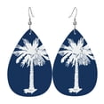 thumbnail image 6 of Faux Leather Teardrop Earrings South Carolina Flag Printed Dangle Earrings Lightweight Drop Earrings, 6 of 6
