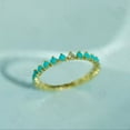 thumbnail image 3 of Round Cab Lab-Created Turquoise and Moissanite Full Eternity Wedding Band Ring - 925 Sterling Silver Prong Set for Women, 3 of 6