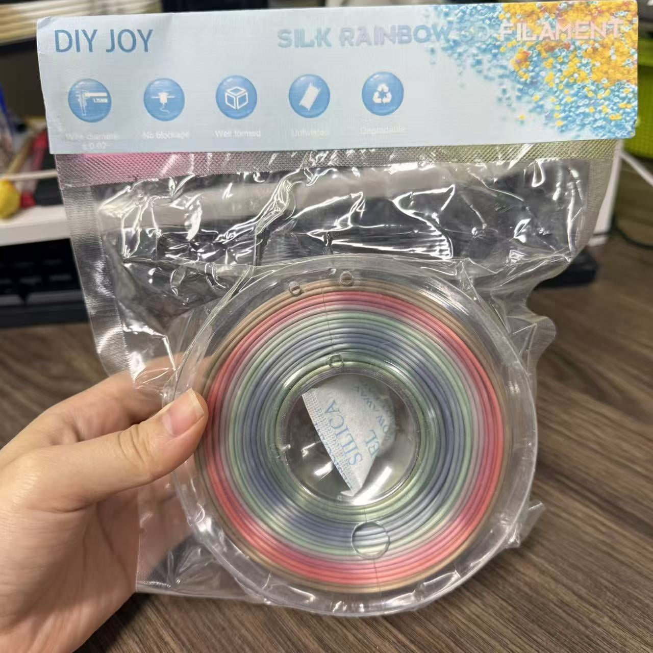 DIY JOY Rainbow PLA+ Filament, 1kg Neatly Wound Silk 3D Printer PLA Plus Filament 1.75mm+/ -0.02mm, Fast Color Change Each 8 Meters, Suitable for Most FDM Printers(Rainbow)