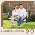 thumbnail image 3 of DORTALA 2-Person Porch Swing Outdoor, Patio Wicker Hanging Swing Bench with Cushions, Metal Frame, Ropes, 880 LBS Capacity, Rattan Swing Loveseat for Garden Poolside Backyard, Mix Brown+Off White, 3 of 7