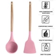 thumbnail image 3 of Kitchen Silicone Cooking Utensils, 2 Pc Kitchen Utensil Set, Easy to Clean Wooden Kitchen UtensilsSoup spoon + spatula (pink), 3 of 5
