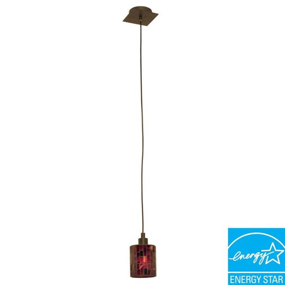 Eglo Troya 1-Light Antique Brown Hanging Mini Pendant with Mosaic Glass Shade  <i>(Store Return)</i>