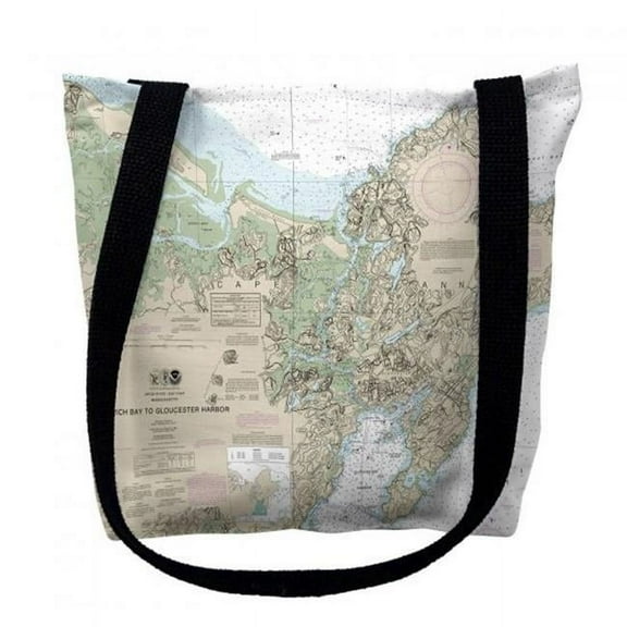 Ipswich Bay to Gloucester Harbor, MA Nautical Map Medium Tote Bag 16x16 - 16 inches x 16 inches