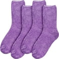 thumbnail image 2 of Women's Soft Fuzzy Warm Cozy Winter Casual Vintage Thick Thermal Cabin Knit Slipper Socks - Purple - 4 Pairs, 2 of 8