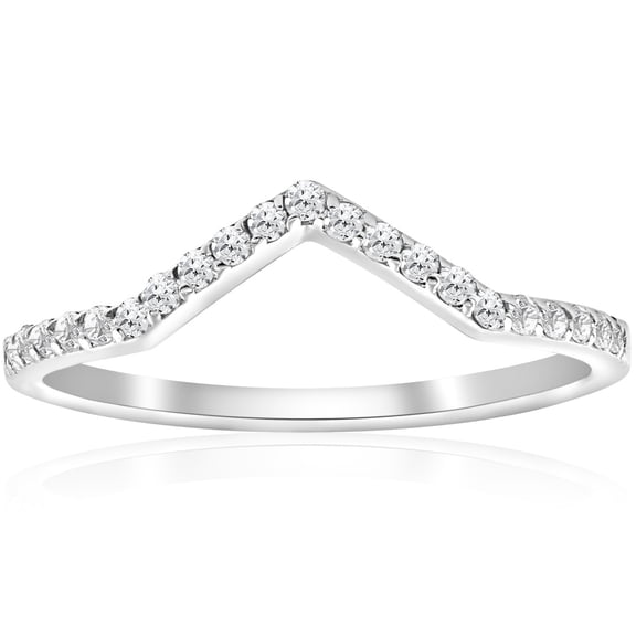 Pompeii 1/5Ct V Shape Curved Lab Grown Diamond Wedding Ring 10k White Gold (G/H,VS2-SI1)