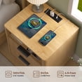 thumbnail image 3 of Hommpa 2 Drawers Fluted Nightstand with Charging Station, Modern Bedside Table End Side Table with Solid Legs for Bedroom Furniture Living Room Sofa, Night Stand with Storage Drawers and Open Shelf, 3 of 10