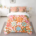 thumbnail image 2 of Manfei Colorful Flowers Bedding Comforter Set 7-Piece for Teens Adults,Orange Polka Dots King Bedding Sets,Chic Floral Blossoms Ultra Soft Bed Sheets,Lightweight Room Decor,Reversible, 2 of 8