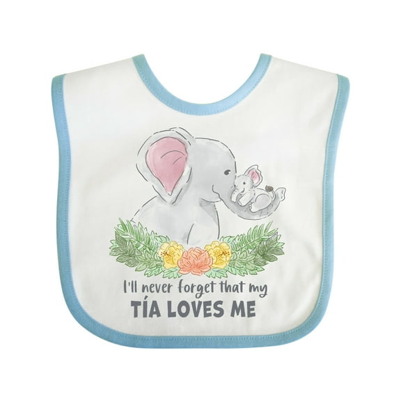 Inktastic I'll Never Forget That My Tia Loves Me Cute Elephants Boys or Girls Baby Bib