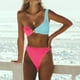 thumbnail image 5 of Gibobby Conjunto de bikini para mujer Bikini de contraste de color para mujer Traje de baño sexy Traje de baño dividido ondulado para mujer(Rosa caliente,CH), 5 of 5