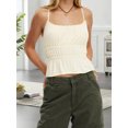 thumbnail image 4 of LMLYSoH Women's Summer Slim Camisole Spaghetti Strap Lace Trim Smocked Tank Tops Streetwear, 4 of 9