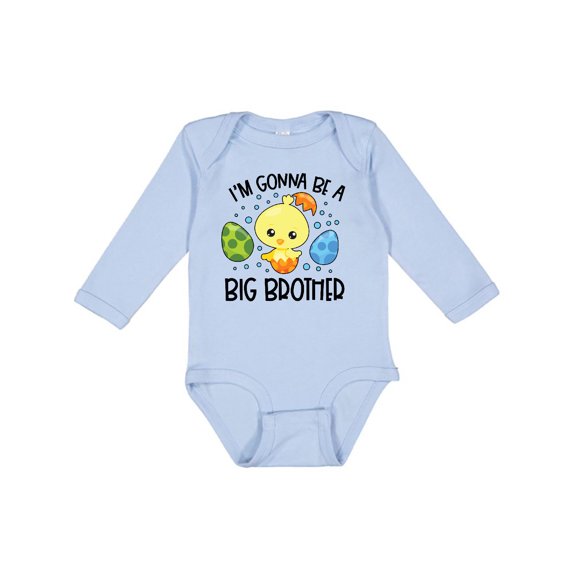 Inktastic Easter I'm Gonna Be a Big Brother with Green and Blue Eggs Boys Long Sleeve Baby Bodysuit