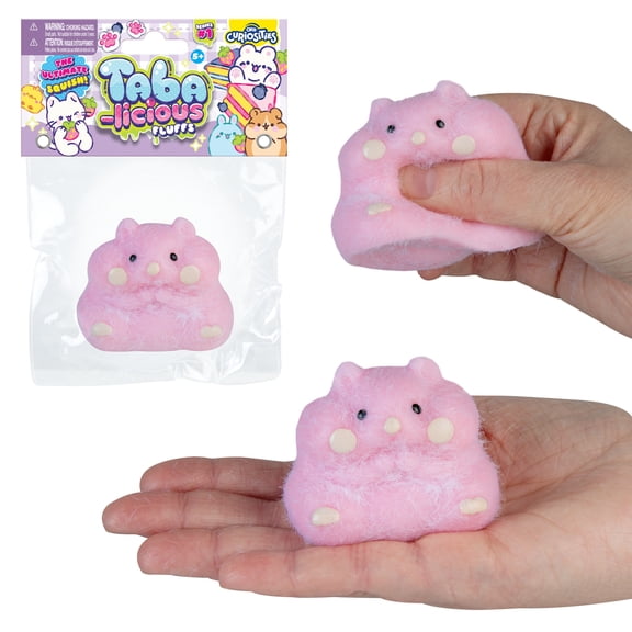 ORB Tabalicious Fluffs TABA Squishy Hamster (Pink) - Fuzzy, Flocked, Cute Animal TABA Squishies Toys - Soft, Sticky Stress Ball Fluff Toys - Kawaii Sensory and Fidget Toys and Gifts Kids and Adults