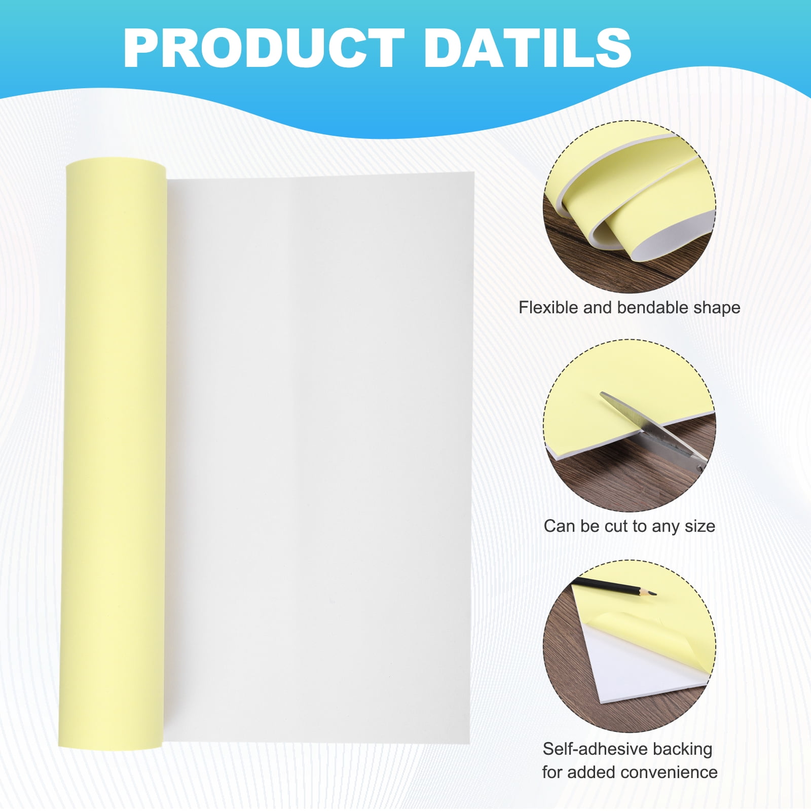 Uxcell 2 Pcs White Foam Sheets, 78"x13"x 5/32" Self Adhesive EVA Foam Roll with Adhesive Backing for Crafts DIY Projects Furniture Protecting Gap Filling