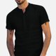 thumbnail image 2 of Camisa de manga corta para hombre, cuello con muesca con botones, corte ergonómico, lino, algodón, transpirable, cómoda camiseta para hombre, 2 of 8