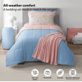 thumbnail image 4 of 14pc College Dorm Essentials Bundle, Twin-XL, Reversible Bed in a Bag Comforter Set, Light Blue and Pink, 4 of 18