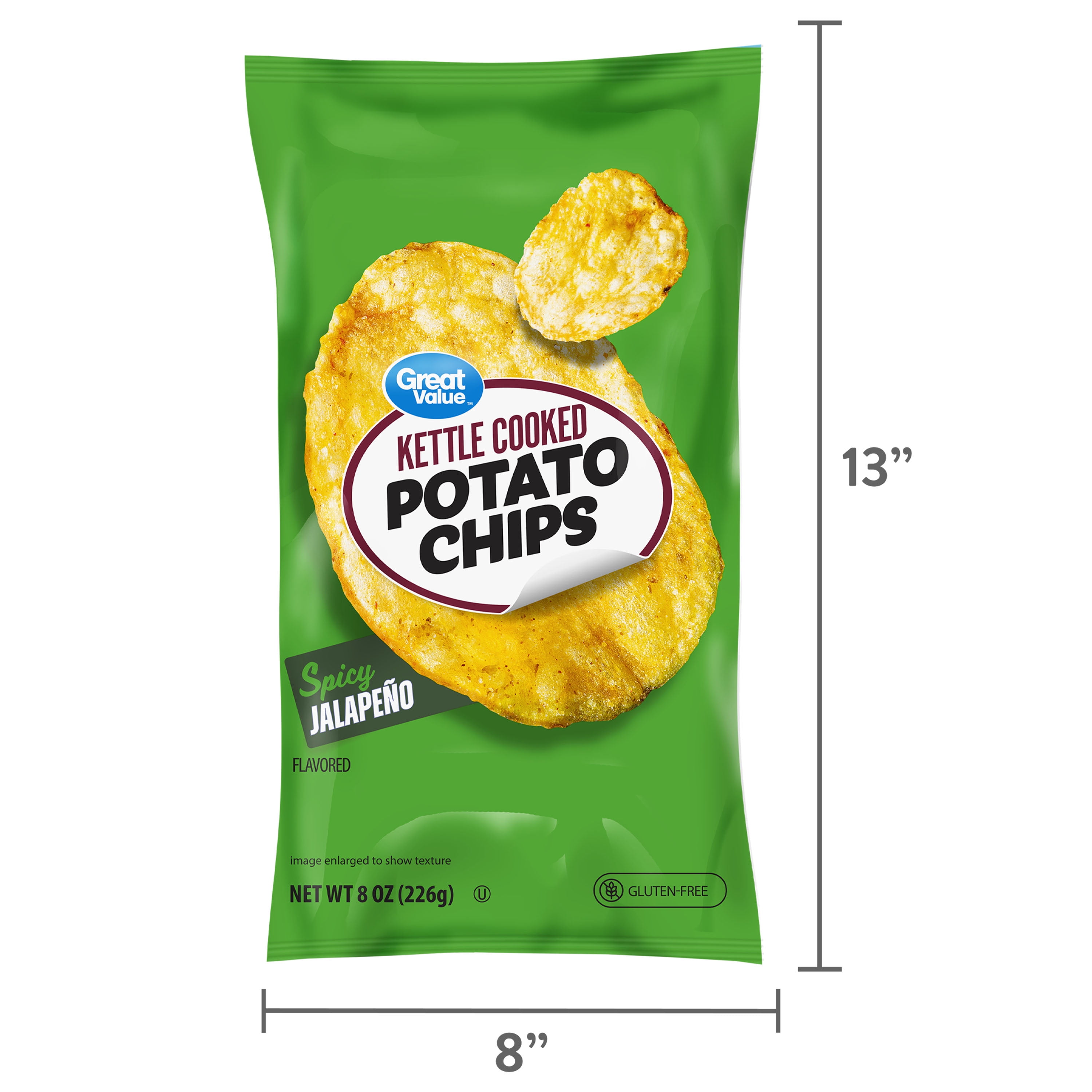 Great Value Kettle Cooked Spicy Jalapeno Potato Chips, 8 oz