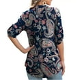 thumbnail image 4 of LETDIOSTO Womens Plus Size Shirts 3/4 Roll Sleeve V Neck Floral Flowy Blouses Tunic Tops, 4 of 5