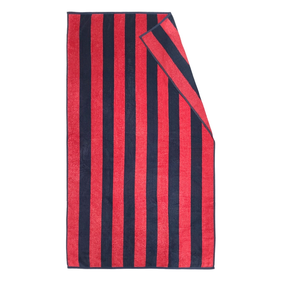 Kaufman - Premium 2-Pack Velour Oversized Double Jacquard Reversible 750 GSM Beach, Pool Towel, Plush Towel, 40in x 70in, Luxurious 100% Cotton (Red/SAN)