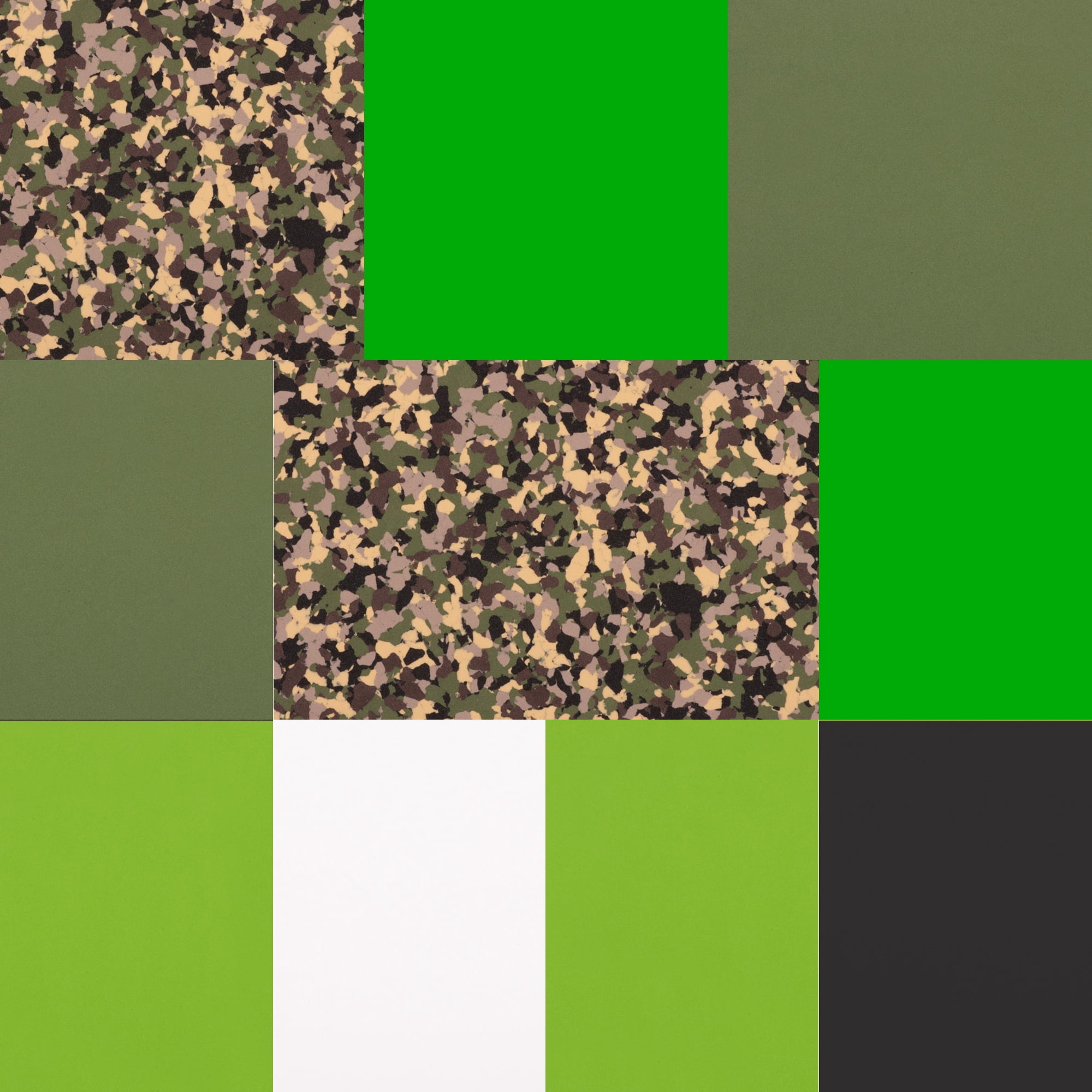 LotusDek 10 Pack of 12 Inch Squares GD150 3mm  - 12"x12" High Density Foam 130 kg/m3 for Cosplay, Costumes, Crafts - Green Camo Mix